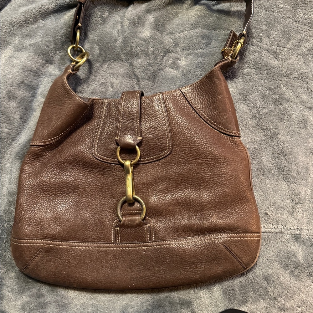 Vintage Coach Dark Brown Leather Shoulder Bag